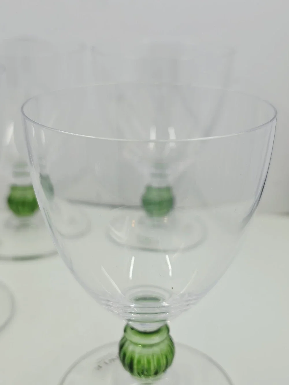 Towle Elena Verde Water Goblets Full Crystal Green Ribbed Ball Set Of 4 Austria
